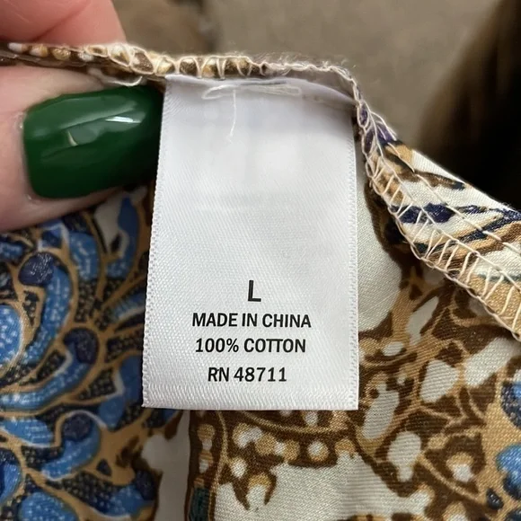 NWT size L women’s Opehelia Roe dress shirt with elastic sleeves multi color - Picture 9 of 9